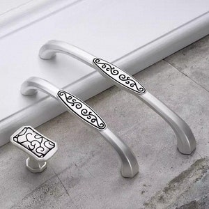 Sand Silver Kitchen Handles Knobs Pulls Cabinet Door Handle Knobs Drawer Handle Pulls Dresser Carved Pulls Knob Wardrobe Hardware