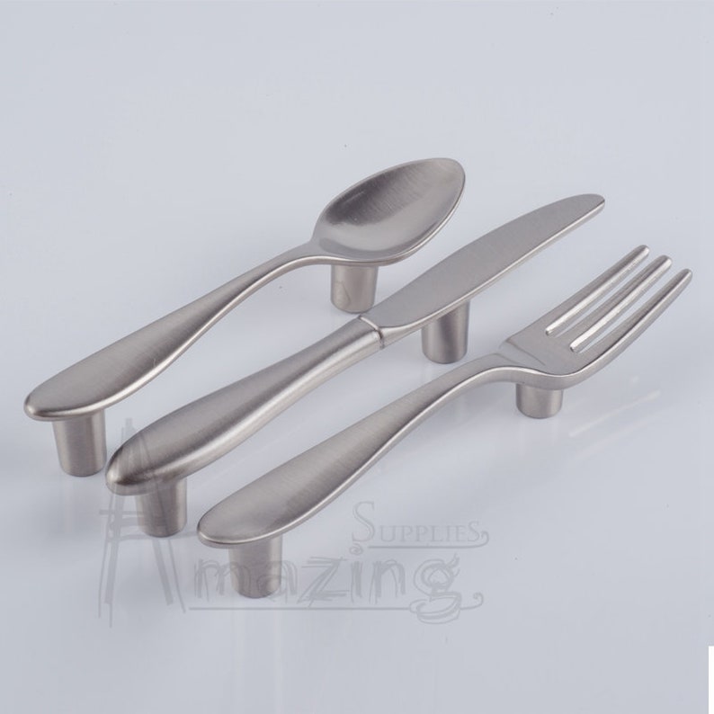 3 Spoon Fork Knife Handle Kitchen Handles Etsy