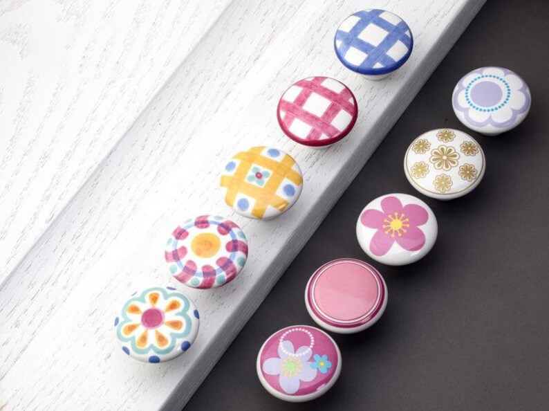 Colorful Ceramic Knobs Kids Childrens Drawer Knobs Ceramic Etsy