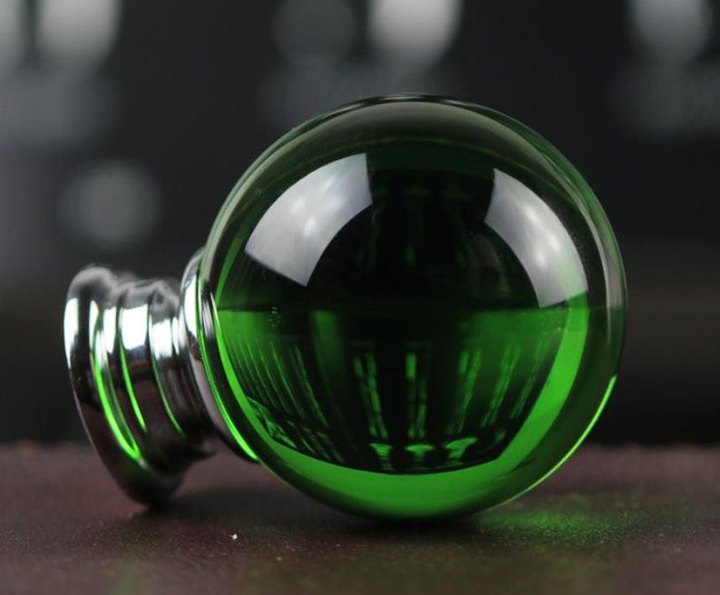 1.6 Glass Knob Crystal Knobs Green Dresser Knob Drawer Etsy