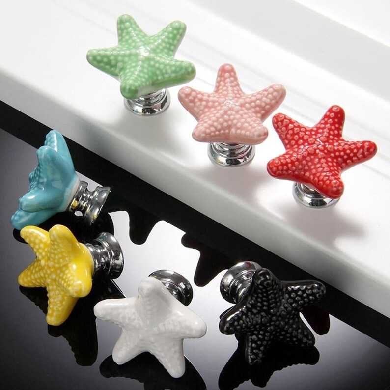 Colorful Starfish Knob Sea Star Nautical Drawer Knob Kids Etsy