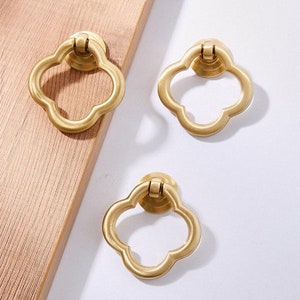 Modern Pure Brass Cabinet Drop Ring Knobs Dresser Drawer Knobs Pulls Kitchen Handles Drop Pull Cabinet Pull Wardrobe Furniture Hardware