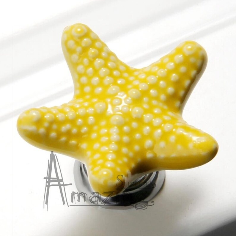 Colorful Starfish Knob Sea Star Nautical Drawer Knob Kids Etsy