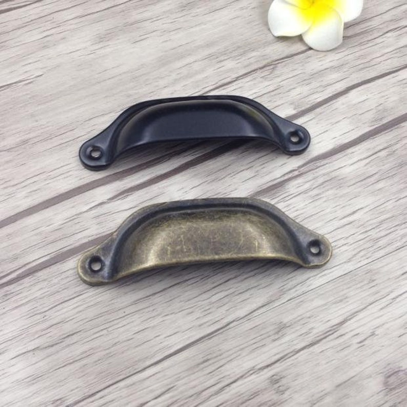 Black Cup Pull Dresser Drawer Pulls Handles Antique Etsy