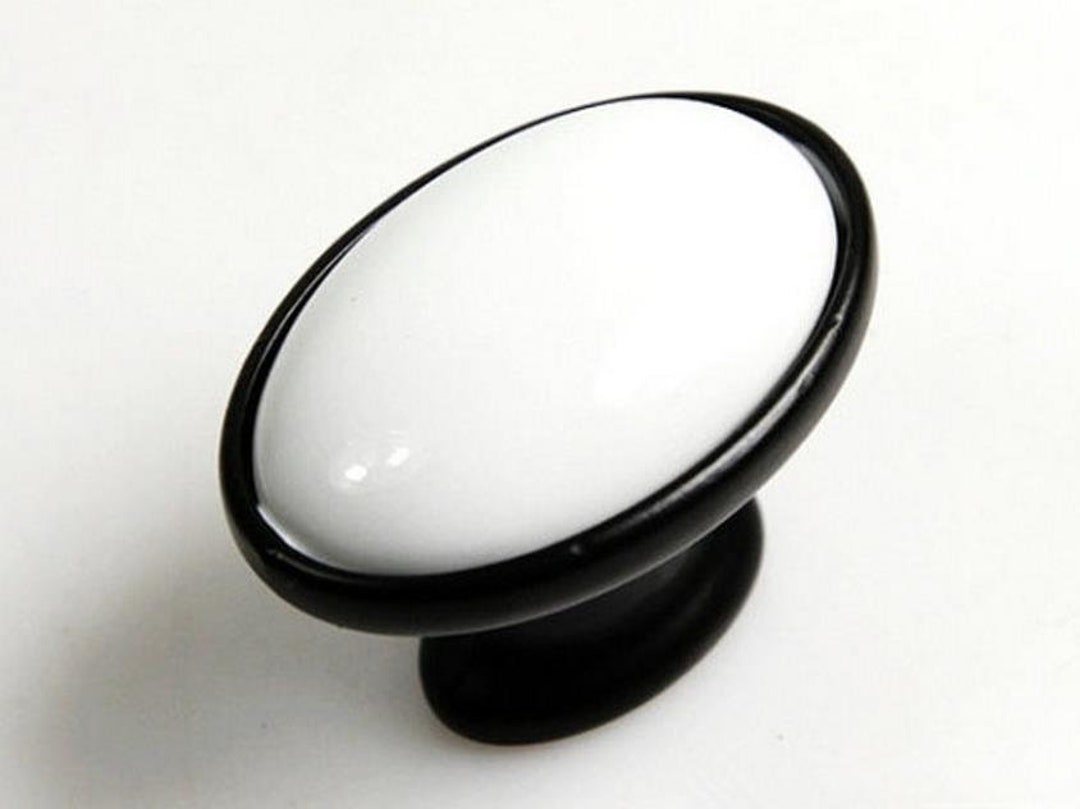 Oval Black White Ceramic Knobs Dresser Knobs Drawer Etsy