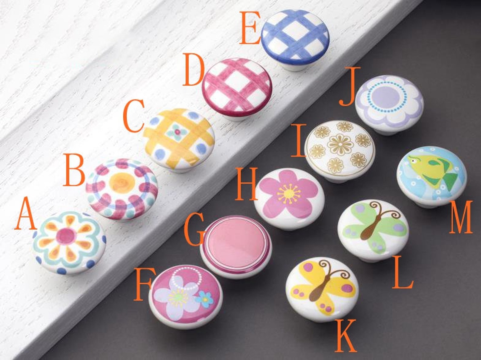 Colorful Ceramic Knobs Kids Childrens Drawer Knobs / Ceramic Etsy