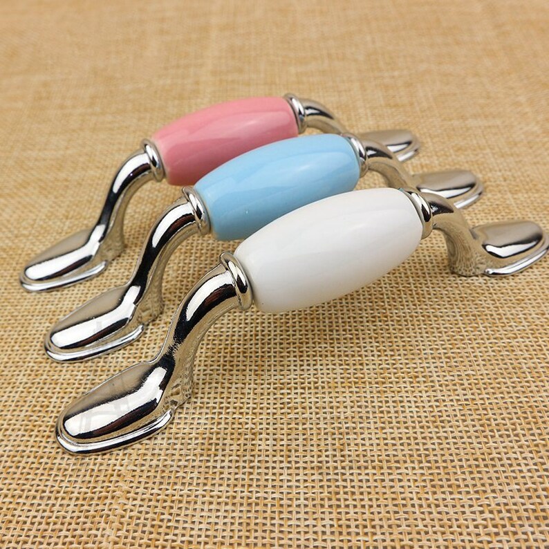 Colorful Shell Drawer Knob Dresser Pulls Handles Large Silver Etsy