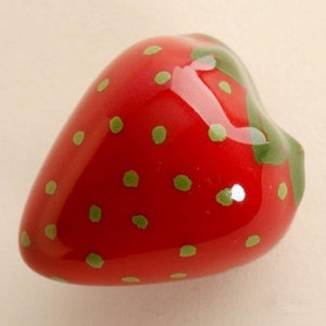 Strawberry Knobs Fruit Drawer Knob Vegetable Knob Kitchen Cabinet Knobs Baby Kids Dresser Knobs Ceramic Hand Painted Cute Knobs