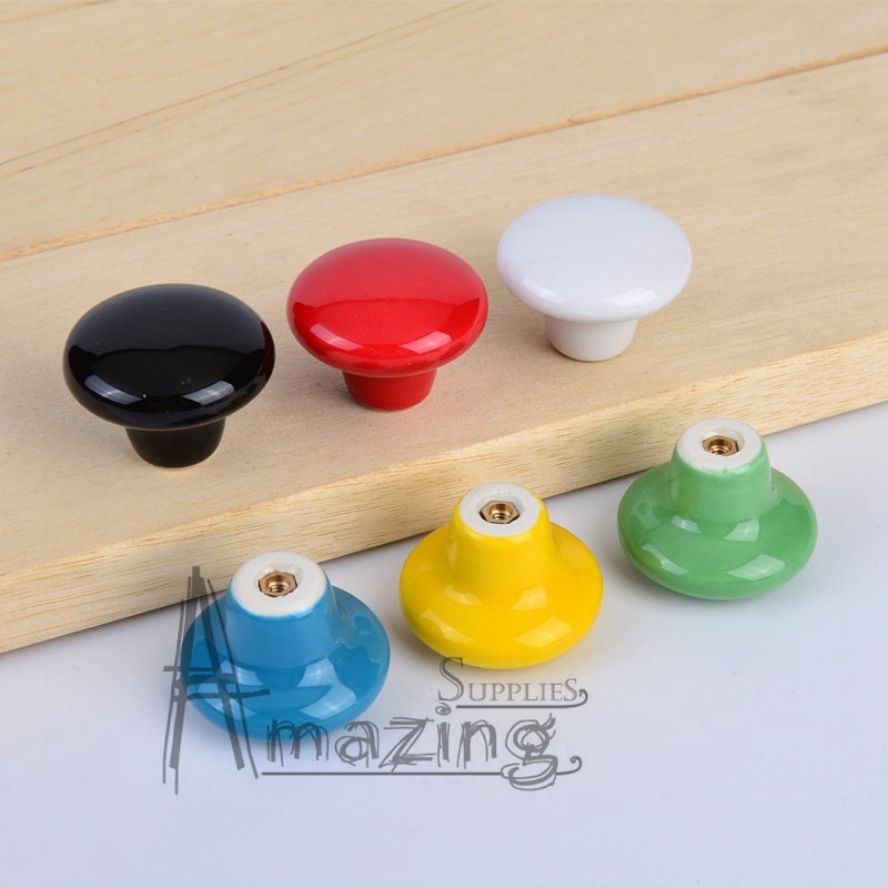Colorful Kids Childrens Drawer Knobs / Ceramic Knobs Kitchen Etsy