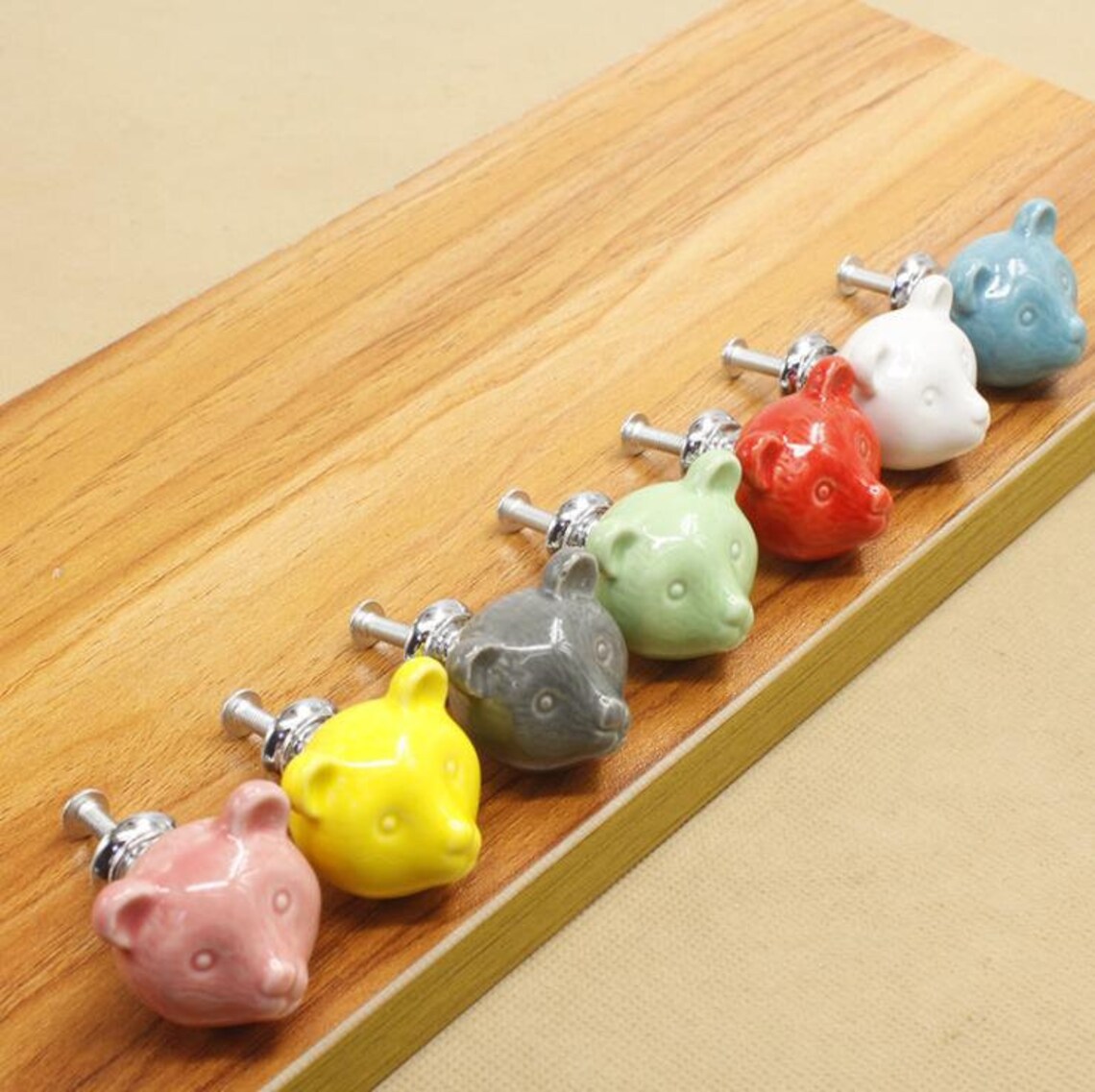 Ceramic Knob Bear Drawer Knob Colorful Knobs / Children Etsy UK