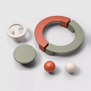 Colorful Dresser Drawer Pulls Handles Kid's Cabinet Handles Knob Pulls Kitchen Wardrobe Door Knob and Handle Off-White/Orange/Green/Grey