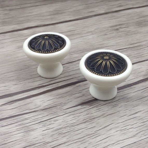 Dresser Knobs Drawer Knob Pulls Handles White Antique Bronze Ceramic