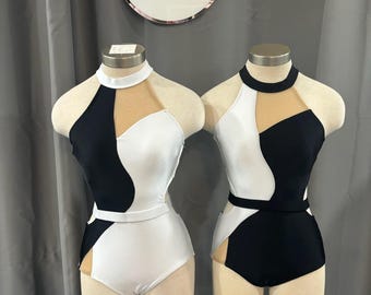 Toscano leotard. Contemporary dance leotard. Dance costume leotard. Mesh leotard. Base leotard