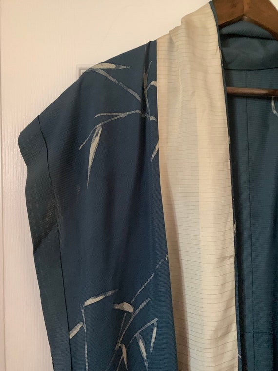 Vintage Slate Blue Silk Robe - image 1