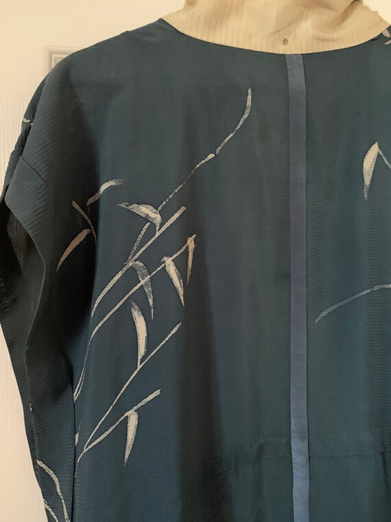 Vintage Slate Blue Silk Robe - image 2