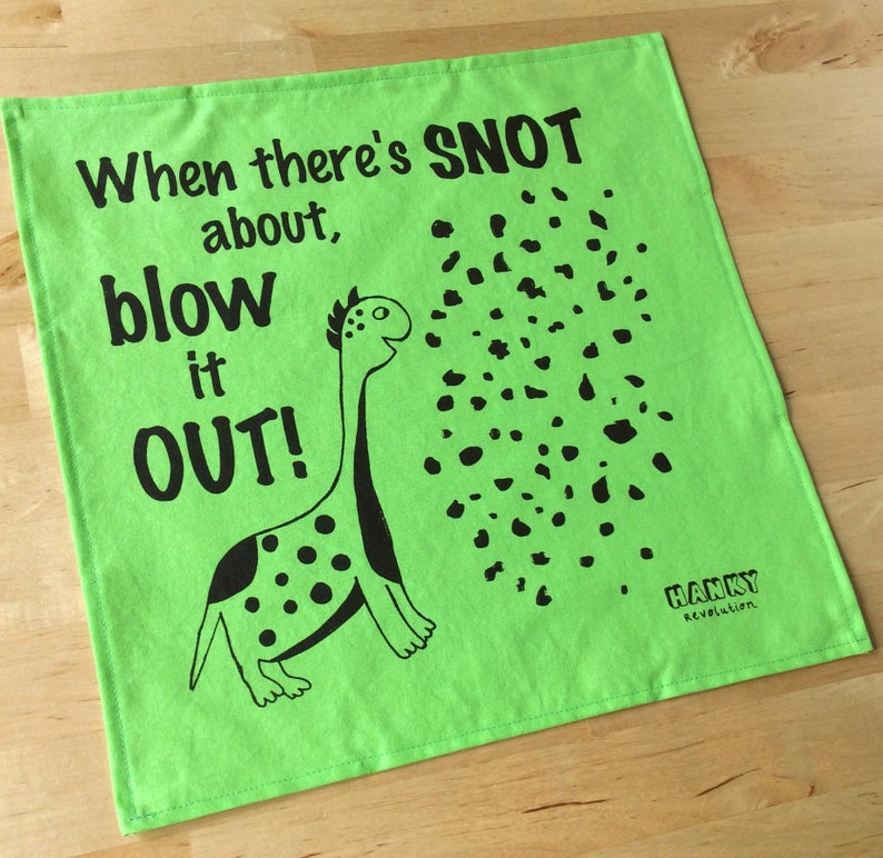 Hanky Dinosaur. Kids Adults. Screen-printed, handmade in Australia. Zero waste, vegan & cruelty free handkerchief. image 2