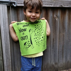 Hanky Dinosaur. Kids Adults. Screen-printed, handmade in Australia. Zero waste, vegan & cruelty free handkerchief. image 1