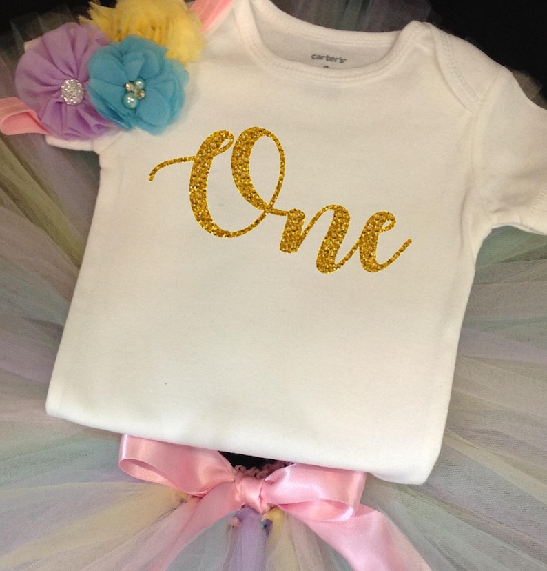 Pastel Birthday Tutu Set Rainbow Tutu Rainbow Birthday Outfit Unicorn Tutu First Birthday Rainbow Tutu First Birthday Rainbow Outfit