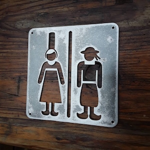 Decorative wall metal (steel) plate &quot;WC Bretonnes&quot; (14 cm square) by Breizhifornia