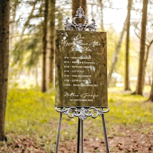 Mirror Engraved Order Of The Day Wedding Sign, Personalised Wedding Timeline, Luxury Wedding Itinerary Décor Rose Gold, Gold, Silver, A0, A1