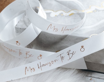 Bride To Be Ribbon, Personalised Gift Wrap, Bridal Shower Ribbon, Mrs To Be, Wedding, Present Decoration, 15mm Custom Printed Ribbon