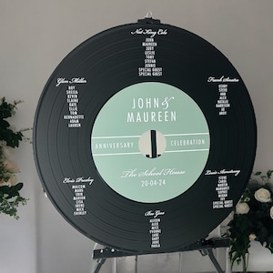 Vinyl Record Wedding Table Plan, Music Themed Wedding Décor, Retro Seating Chart, Bespoke Acrylic Centrepiece, Rock & Roll, Jukebox, Album