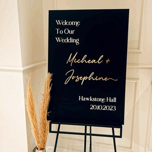 Wedding Welcome Sign: Black and Gold, Luxury Acrylic - Monochrome Style
