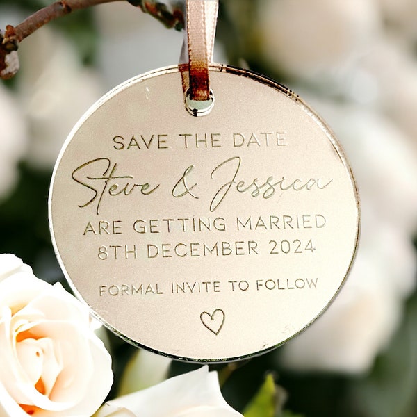 Save The Date Luxury Wedding Stationary, Acrylic Engraved Personalised Hanging Tag, Save our Date, Invitations, Bespoke Cards, Invites