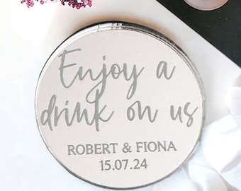 Personalised Wedding Favour, Drinks Token, Bespoke Favours, Free Drink Tokens For Guests, Favour Ideas, Table Décor, Engraved Acrylic Tokens