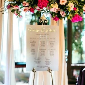 Frosted Acrylic Wedding Table Plan With Mirror Names, Luxury Seating Chart, Wedding Décor, Banqueting, Rose Gold, Gold, Silver, A0, A1 Signs