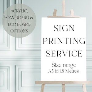 Print Your Own Wedding Signs, Welcome Sign Printing Service, Table Plan, Custom Signage, Any Colour, Print Your Own Artwork, A1, A2, A3