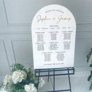 White & Gold Wedding Table Plan, Luxury Seating Chart With Mirror Accents, Wedding Venue Signs, Wedding Décor, A1, A2, A0 Custom Signs
