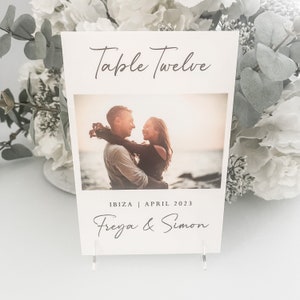 Photo Wedding Table Numbers, Modern Table Number With Picture, Personalised Couples Portrait Table Names, Custom Printed, Add Your Image