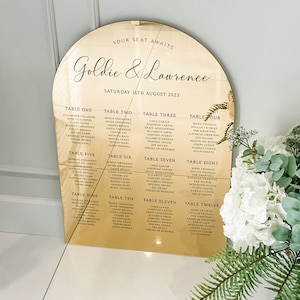 Arch Shaped Table Sign Stand in Full Metal. 