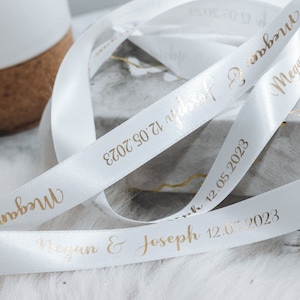 Luxury Wedding Ribbon, Personalised Gift Wrapping, Wedding Favours, Floral Ties, Couples Present Decoration, 15mm Custom Printed Ribbon