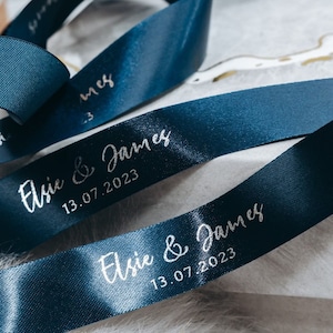 Wedding Ribbon, Personalised Gift Wrap, Wedding Favours, Floral Ties, Luxury Present Decoration, 15mm Custom Printed Ribbon, Couples Gift
