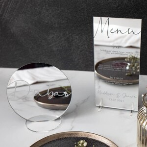 Gold Mirror Wedding Table Numbers - Custom Engraved Acrylic Circles image 2