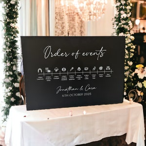 Wedding Order Of Events Welcome Sign, Wedding Timeline, Order Of The Day, Monochrome Venue Signage, Luxury Wedding Décor, A0 A1, A2 Sign