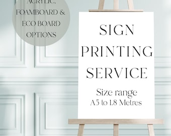 Wedding Signs Printing Service - Custom Colours and Sizes Canva printing