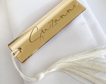 Engraved Wedding Place Cards - Mirror Acrylic, Silver and Gold