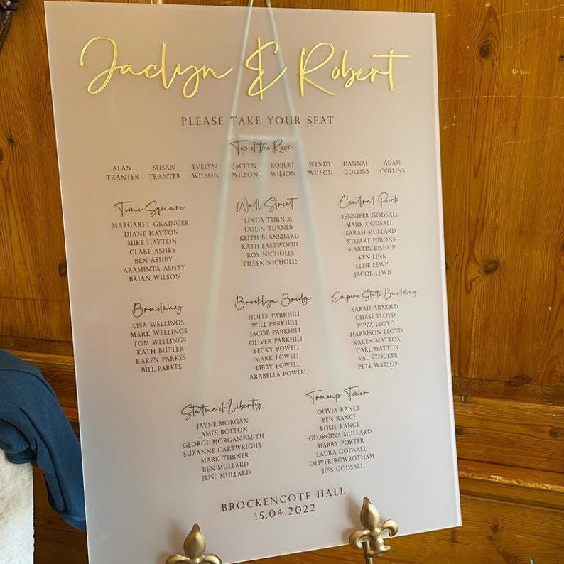 Frosted Acrylic Wedding Table Plan With Mirror Names Luxury Etsy UK