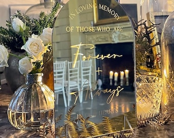 Engraved Remembrance Sign - Wedding Table Décor in Mirror or Frosted Acrylic