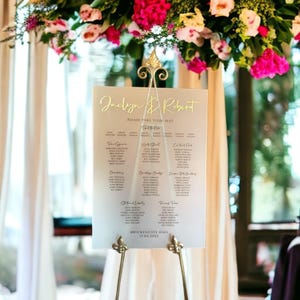 Luxury Wedding Table Plan: Frosted Acrylic with Rose Gold Names