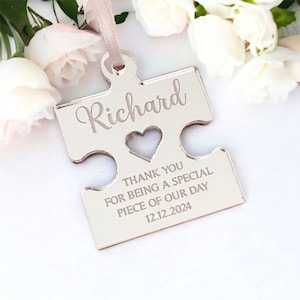 Jigsaw Piece Personalised Wedding Place Cards, Wedding Décor, Guest Name Places, Gold, Silver, Rose Gold Seating Place, Luxury Place Names