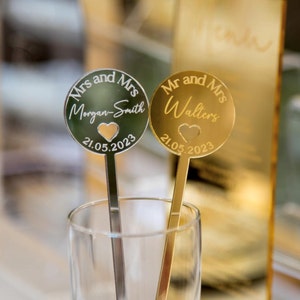 Luxury Personalised Wedding Drinks Stirrer, Mirror Drink Stirrers, Charms, Cocktails, Events Décor, Wedding Décor, Bar, Party Accessories