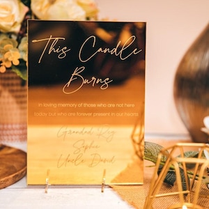 Wedding Memorial Sign: Personalised Acrylic Plaque (Gold Mirror)