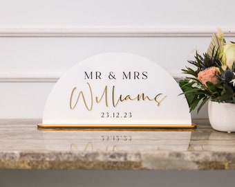 Couples Personalised Wedding Sign, White Acrylic With Gold Mirror Accents, Luxury Wedding Décor, Venue Signs, Wedding Keepsake, Table Signs