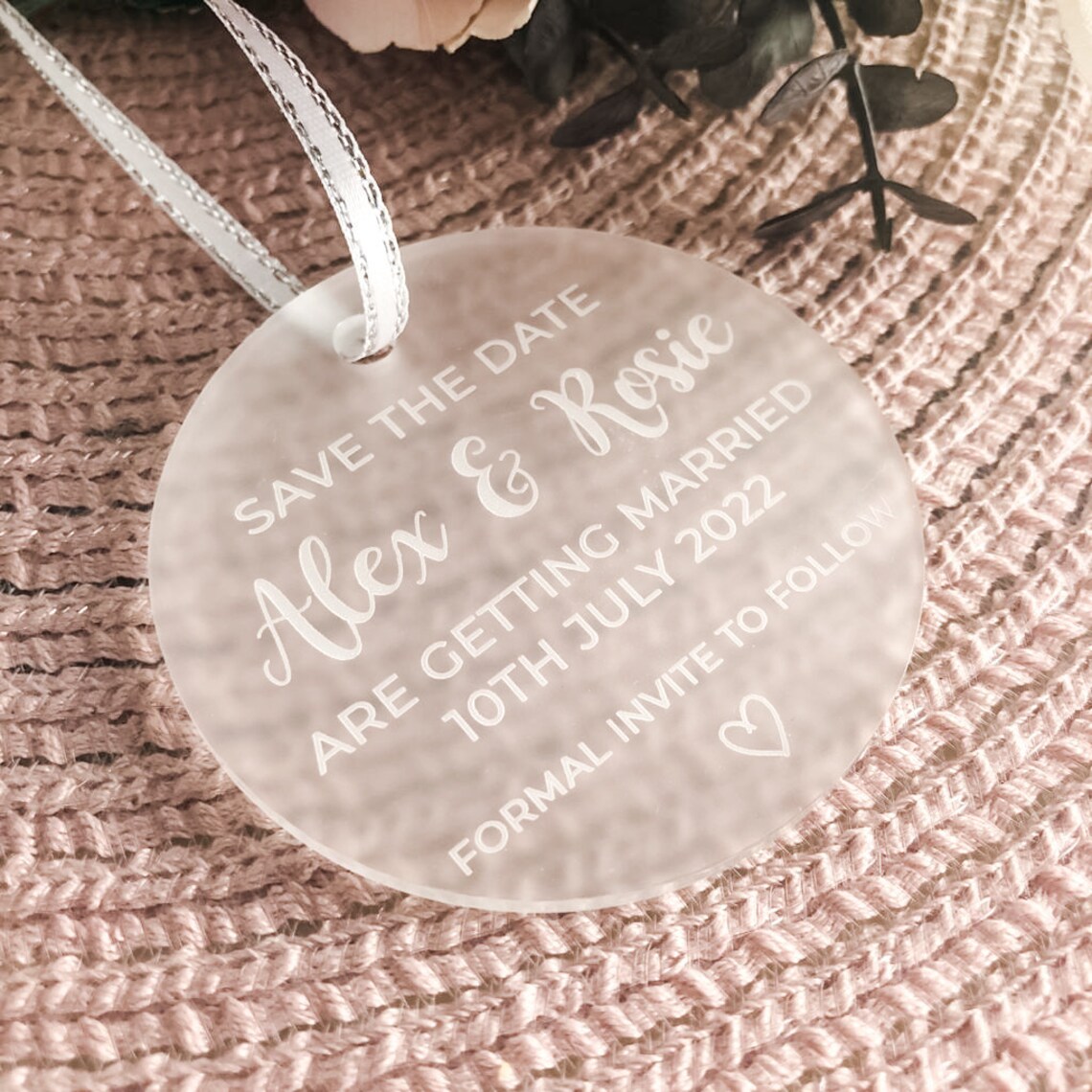 Save the Date Hanging Tag Clear Acrylic Personalised Save the Etsy