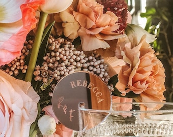 Wedding Cocktail Charms, Mirror Acrylic Name Tags (Personalised)