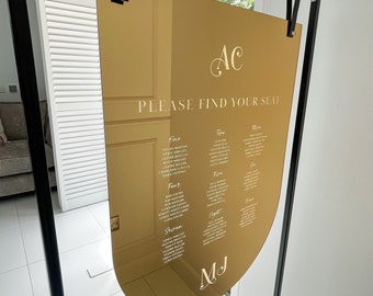 Luxus-Hochzeits-Tischplan, personalisierter Sitzplan für Gäste, Schildform, Gold, Roségold, Silberspiegel Acryl, A1, A2 Schilder